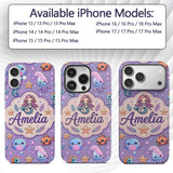 Cute Cartoon Mermaid with Sea Creatures on Purple Custom Name Protective Phone Case Mobile Cover Durable Everyday Smartphone Shock Resistant