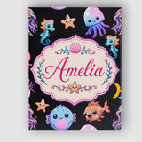 Personalised Name Cute Kawaii Mermaid and Custom  Unique Gift Idea Elegant Feature Canvas Wall Art Print Decor Picture Ready to Hang
