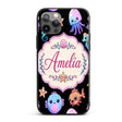 Cute Kawaii Mermaid and Sea Creatures Seamless Custom Name Protective Phone Case Mobile Cover Durable Everyday Smartphone Shock Resistant