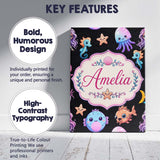 Personalised Name Cute Kawaii Mermaid and Custom  Unique Gift Idea Elegant Feature Canvas Wall Art Print Decor Picture Ready to Hang