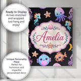 Personalised Name Cute Kawaii Mermaid and Custom  Unique Gift Idea Elegant Feature Canvas Wall Art Print Decor Picture Ready to Hang