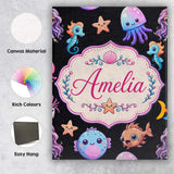 Personalised Name Cute Kawaii Mermaid and Custom  Unique Gift Idea Elegant Feature Canvas Wall Art Print Decor Picture Ready to Hang