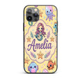 Kawaii Mermaid and Sea Creatures Ocean Warm Beige Custom Name Protective Phone Case Mobile Cover Durable Everyday Smartphone Shock Resistant