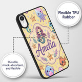 Kawaii Mermaid and Sea Creatures Ocean Warm Beige Custom Name Protective Phone Case Mobile Cover Durable Everyday Smartphone Shock Resistant