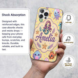 Kawaii Mermaid and Sea Creatures Ocean Warm Beige Custom Name Protective Phone Case Mobile Cover Durable Everyday Smartphone Shock Resistant