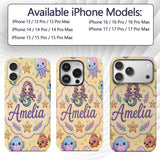 Kawaii Mermaid and Sea Creatures Ocean Warm Beige Custom Name Protective Phone Case Mobile Cover Durable Everyday Smartphone Shock Resistant