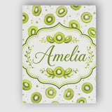 Personalised Name Watercolor Kiwi Slice Custom  Modern Room Accent Elegant Feature Canvas Wall Art Print Decor Picture Ready to Hang
