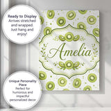 Personalised Name Watercolor Kiwi Slice Custom  Modern Room Accent Elegant Feature Canvas Wall Art Print Decor Picture Ready to Hang
