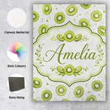 Personalised Name Watercolor Kiwi Slice Custom  Modern Room Accent Elegant Feature Canvas Wall Art Print Decor Picture Ready to Hang