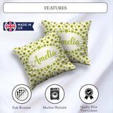 Custom Name Minimal Kiwi Slice and Seed Scatter Seamless on Soft Square Filled Cushion Throw Pillow Sofa Bed Home Decor Zip Washable UK Made