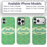 Bold Kiwi Citrus Mix Dense Seamless Pattern on Custom Name Protective Phone Case Mobile Cover Durable Everyday Smartphone Shock Resistant