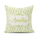 Custom Name Kiwi Slice and Leaf Botanical Seamless Pattern Light Square Filled Cushion Throw Pillow Sofa Bed Home Decor Zip Washable UK Made