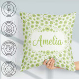 Custom Name Kiwi Slice and Leaf Botanical Seamless Pattern Light Square Filled Cushion Throw Pillow Sofa Bed Home Decor Zip Washable UK Made