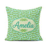 Custom Name Small Kiwi Slice Seamless Pattern on Blue Background Square Filled Cushion Throw Pillow Sofa Bed Home Decor Zip Washable UK Made