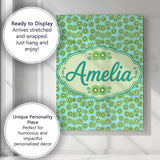 Personalised Name Small Kiwi Slice Repeating Custom Bespoke  Contemporary Display Canvas Wall Art Print Decor Picture Ready to Hang
