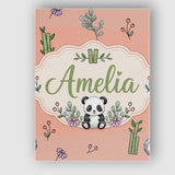 Personalised Name Cute Panda Bamboo and Custom  Modern Room Accent Elegant Feature Canvas Wall Art Print Decor Picture Ready to Hang