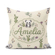 Custom Name Panda Bamboo and Minimal on Neutral Beige Background Square Filled Cushion Throw Pillow Sofa Bed Home Decor Zip Washable UK Made