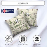 Custom Name Panda Bamboo and Minimal on Neutral Beige Background Square Filled Cushion Throw Pillow Sofa Bed Home Decor Zip Washable UK Made