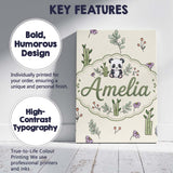 Personalised Name Panda Bamboo and Floral Custom  Unique Gift Idea Elegant Feature Canvas Wall Art Print Decor Picture Ready to Hang