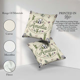 Custom Name Panda Bamboo and Minimal on Neutral Beige Background Square Filled Cushion Throw Pillow Sofa Bed Home Decor Zip Washable UK Made