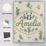 Personalised Name Panda Bamboo and Floral Custom  Unique Gift Idea Elegant Feature Canvas Wall Art Print Decor Picture Ready to Hang