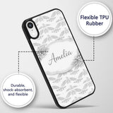 Grey Ornamental Geometric Lace Pattern Elegant Custom Name Protective Phone Case Mobile Cover Durable Everyday Smartphone Shock Resistant