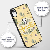 Cute Panda Bamboo and Floral Minimal Seamless Custom Name Protective Phone Case Mobile Cover Durable Everyday Smartphone Shock Resistant