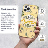 Cute Panda Bamboo and Floral Minimal Seamless Custom Name Protective Phone Case Mobile Cover Durable Everyday Smartphone Shock Resistant