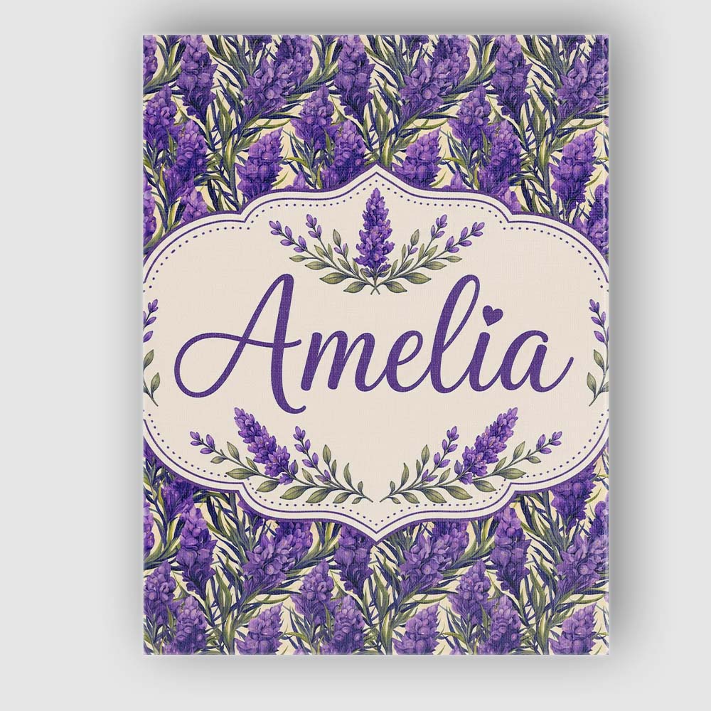 Personalised Name Bold Purple Lavender Custom  Modern Room Accent Elegant Feature Canvas Wall Art Print Decor Picture Ready to Hang