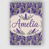Personalised Name Bold Purple Lavender Custom  Modern Room Accent Elegant Feature Canvas Wall Art Print Decor Picture Ready to Hang
