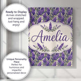 Personalised Name Bold Purple Lavender Custom  Modern Room Accent Elegant Feature Canvas Wall Art Print Decor Picture Ready to Hang