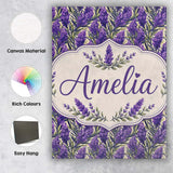 Personalised Name Bold Purple Lavender Custom  Modern Room Accent Elegant Feature Canvas Wall Art Print Decor Picture Ready to Hang