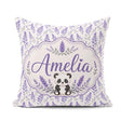 Custom Name Minimal Lavender Leaf and Stem Repeat in Soft Purple Square Filled Cushion Throw Pillow Sofa Bed Home Decor Zip Washable UK Made