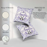 Custom Name Minimal Lavender Leaf and Stem Repeat in Soft Purple Square Filled Cushion Throw Pillow Sofa Bed Home Decor Zip Washable UK Made