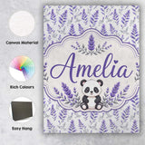 Personalised Name Minimal Lavender Leaf and Custom  Bespoke Interior Contemporary Canvas Wall Art Print Decor Picture Ready to Hang