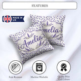 Custom Name Subtle Lavender Scatter Pattern Gentle Pastel Shades Square Filled Cushion Throw Pillow Sofa Bed Home Decor Zip Washable UK Made