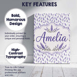 Personalised Name Subtle Lavender Botanical Custom  Bespoke Interior Contemporary Canvas Wall Art Print Decor Picture Ready to Hang