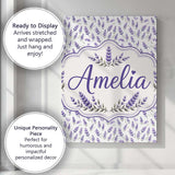 Personalised Name Subtle Lavender Botanical Custom  Bespoke Interior Contemporary Canvas Wall Art Print Decor Picture Ready to Hang