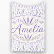 Soft Watercolour Lavender Flowers and Foliage Seamless Design Lovely  Personalised Custom Name Super Soft Fleece Blanket Bed Sofa Throw
