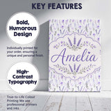 Personalised Name Soft Watercolour Lavender Custom  Bespoke Interior Contemporary Canvas Wall Art Print Decor Picture Ready to Hang