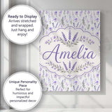 Personalised Name Soft Watercolour Lavender Custom  Bespoke Interior Contemporary Canvas Wall Art Print Decor Picture Ready to Hang