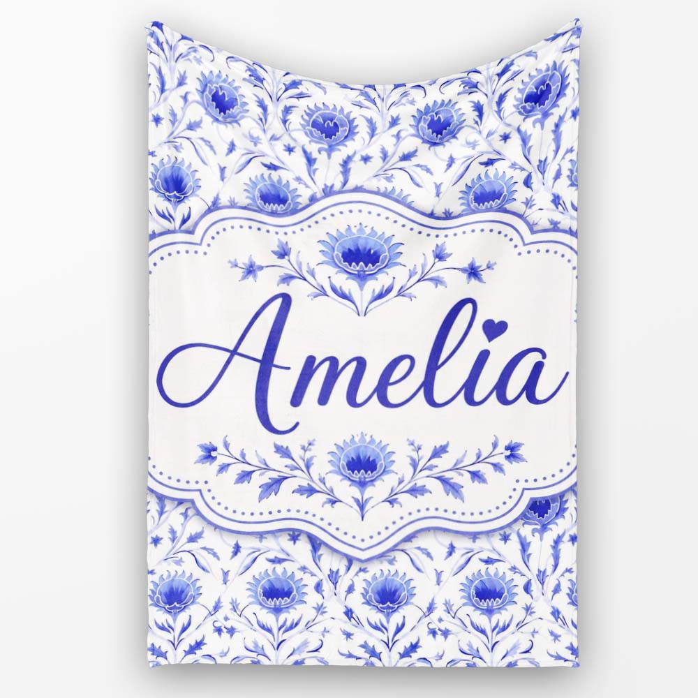 Artistic Lavender Floral Pattern with Muted Tones and Fine Detail  Personalised Custom Name Super Soft Fleece Blanket Bed Sofa Throw