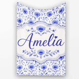 Artistic Lavender Floral Pattern with Muted Tones and Fine Detail  Personalised Custom Name Super Soft Fleece Blanket Bed Sofa Throw