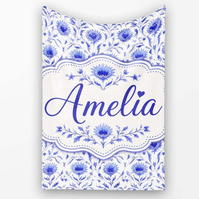 Artistic Lavender Floral Pattern with Muted Tones and Fine Detail  Personalised Custom Name Super Soft Fleece Blanket Bed Sofa Throw