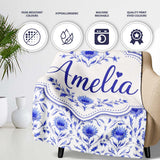 Artistic Lavender Floral Pattern with Muted Tones and Fine Detail  Personalised Custom Name Super Soft Fleece Blanket Bed Sofa Throw