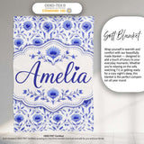 Artistic Lavender Floral Pattern with Muted Tones and Fine Detail  Personalised Custom Name Super Soft Fleece Blanket Bed Sofa Throw