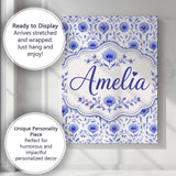 Personalised Name Artistic Lavender Floral Custom  Unique Gift Idea Elegant Feature Canvas Wall Art Print Decor Picture Ready to Hang