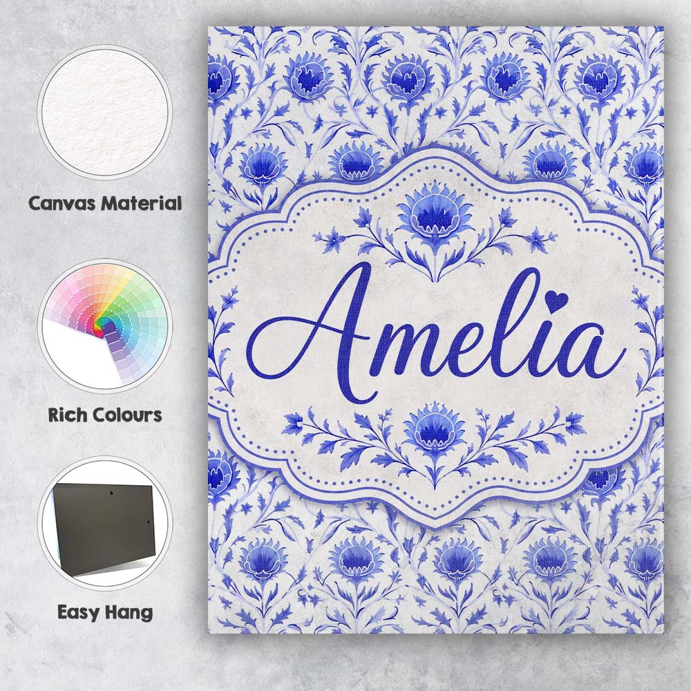 Personalised Name Artistic Lavender Floral Custom  Unique Gift Idea Elegant Feature Canvas Wall Art Print Decor Picture Ready to Hang