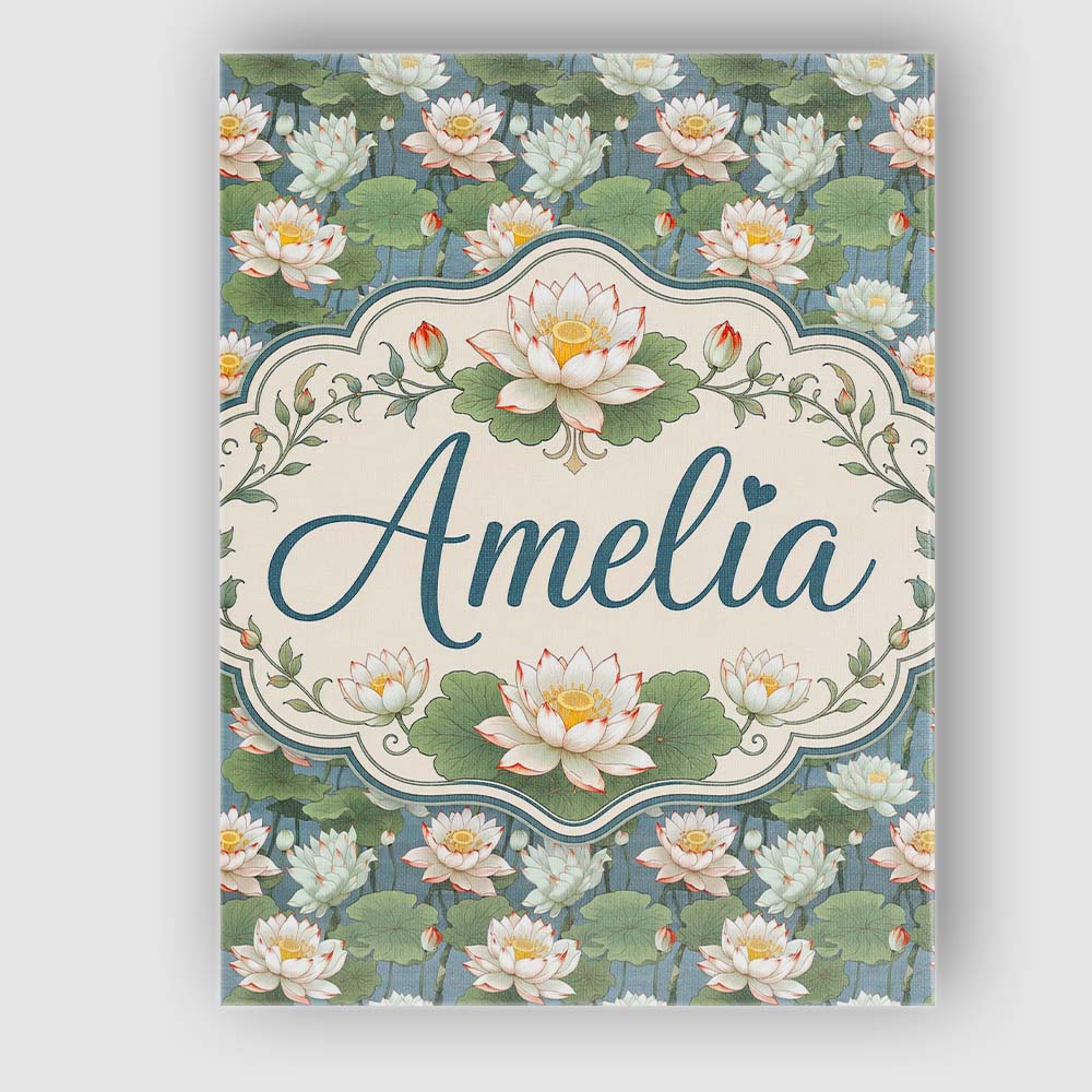 Personalised Name Traditional Lotus Pond Custom  Unique Gift Idea Elegant Feature Canvas Wall Art Print Decor Picture Ready to Hang