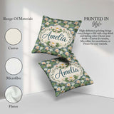 Custom Name Traditional Lotus Pond Floral Pattern with Calm Blue Square Filled Cushion Throw Pillow Sofa Bed Home Decor Zip Washable UK Made